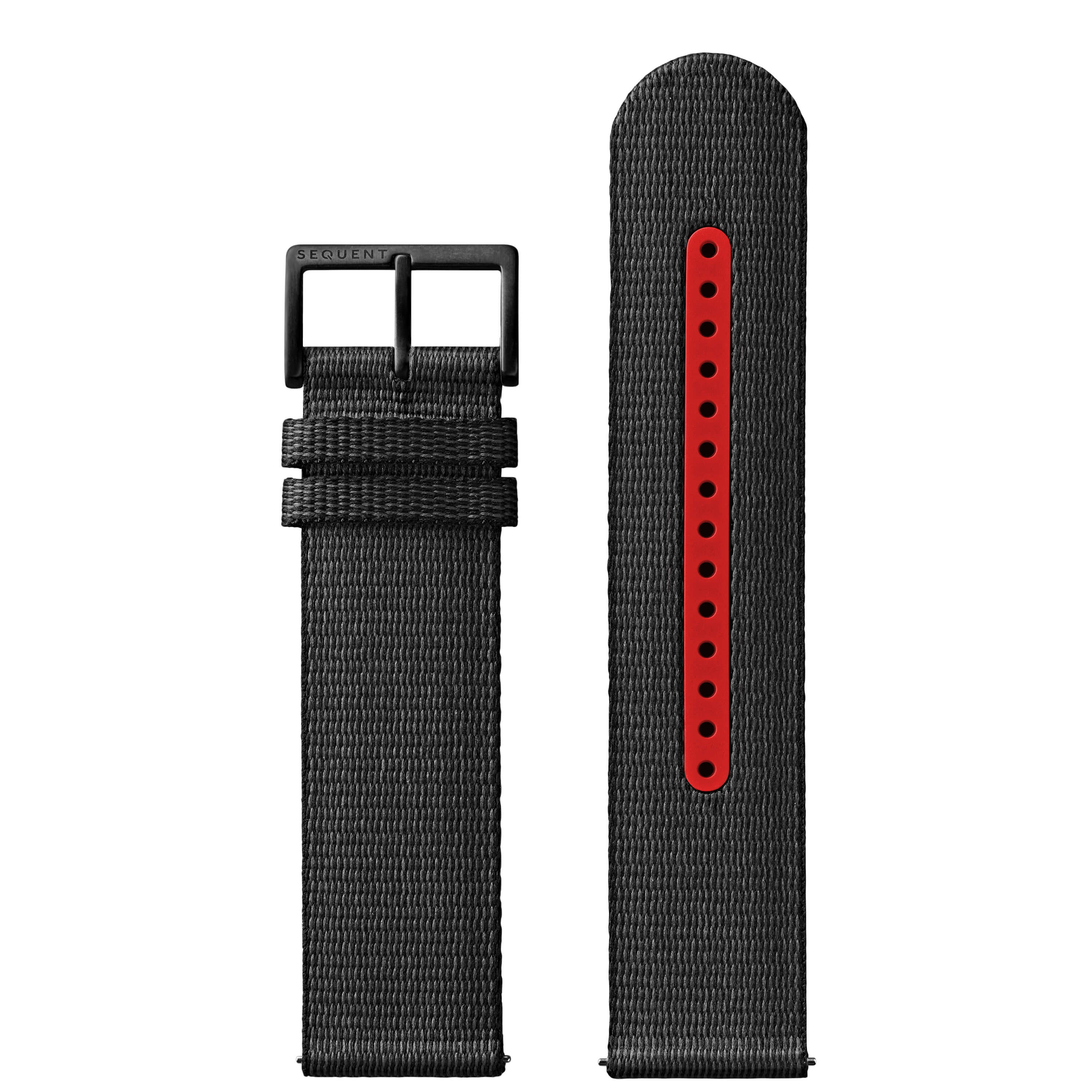 22mm - Black/Red #tide textile strap - Black Titanium buckle