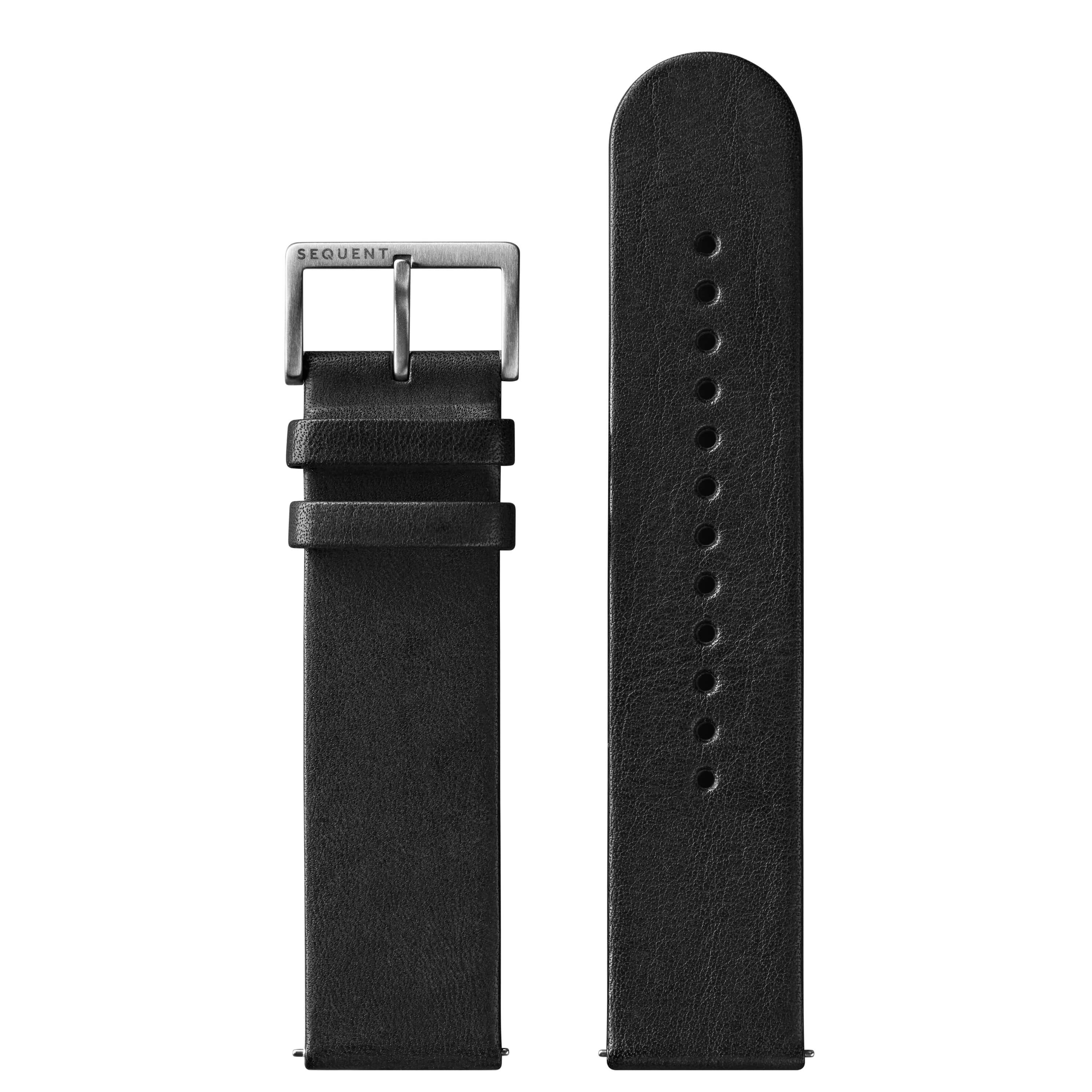 22mm Black Leather strap Titanium buckle